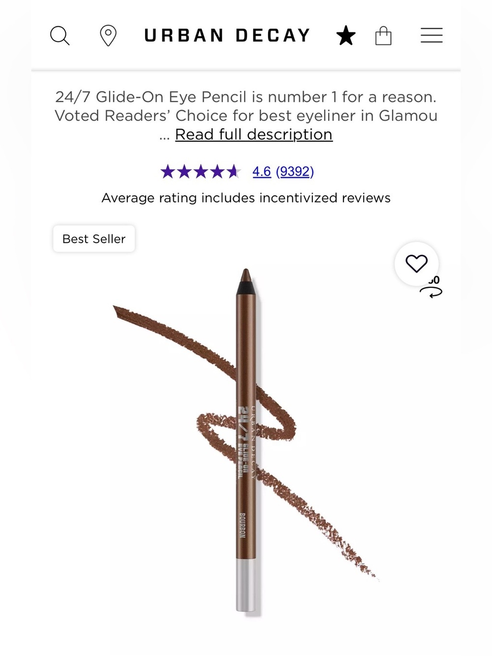 Urban Decay waterproof long wearing eye pencil in Bourbon. Brand new